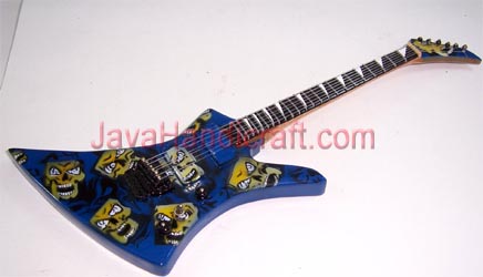 skulls on blue body - Mini Guitar